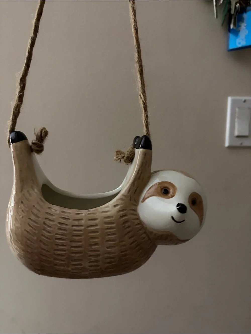 Decorative Ceramic Sloth Hanging Planter - Brown